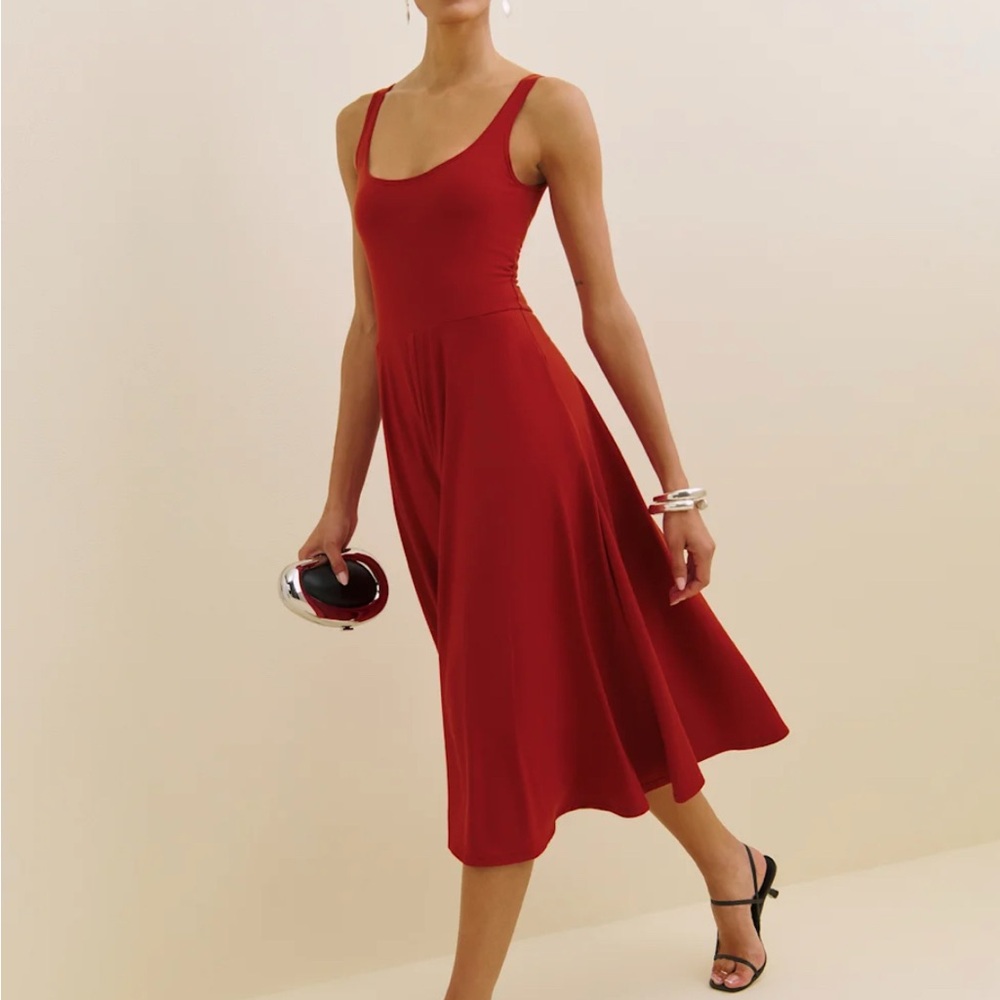 Reformation Rou Midi Dress Red
